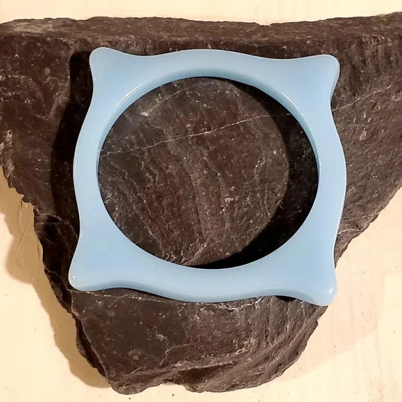 Light Blue Irregular Square New Vintage Y2K 90s Retro Structural Bangle Bracelet - Picture 1 of 7